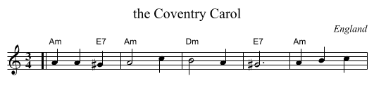 the Coventry Carol - staff notation