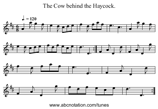 The Cow behind the Haycock. - staff notation