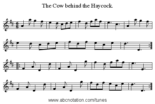 The Cow behind the Haycock. - staff notation