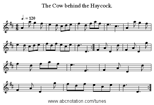 The Cow behind the Haycock. - staff notation