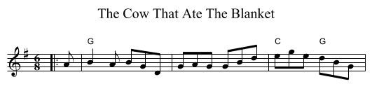 The Cow That Ate The Blanket - staff notation