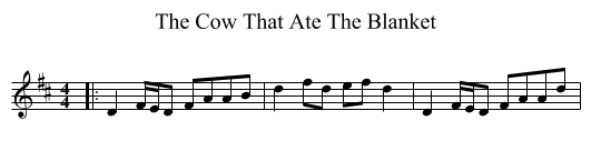 The Cow That Ate The Blanket - staff notation