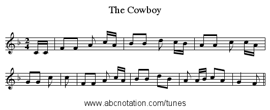 The Cowboy - staff notation