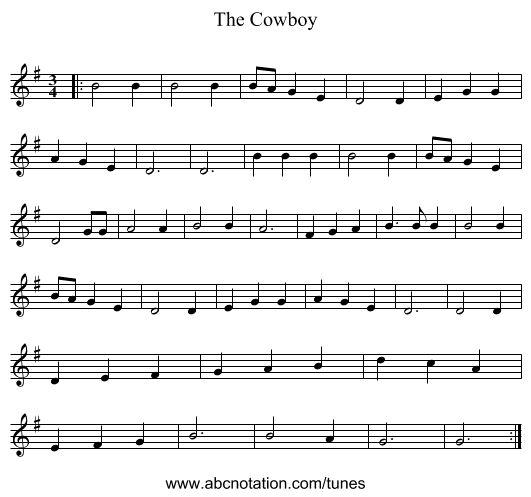 The Cowboy - staff notation