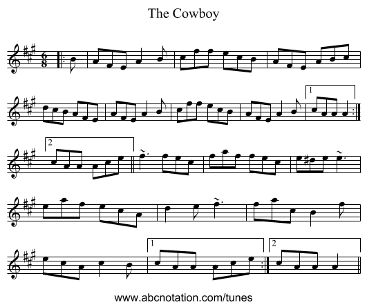 The Cowboy - staff notation