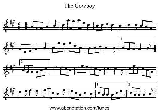 The Cowboy - staff notation