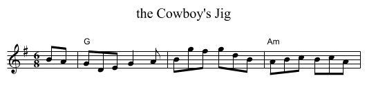 the Cowboy's Jig - staff notation