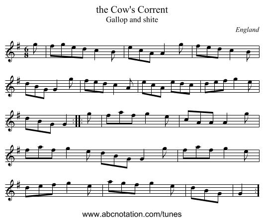 the Cow's Corrent - staff notation