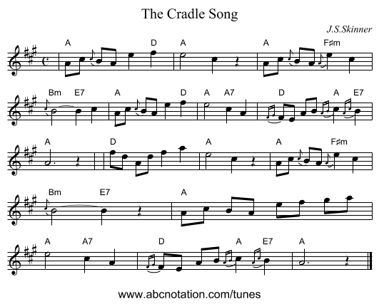 The Cradle Song - staff notation