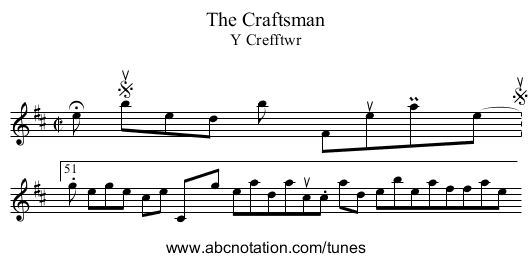 The Craftsman - staff notation