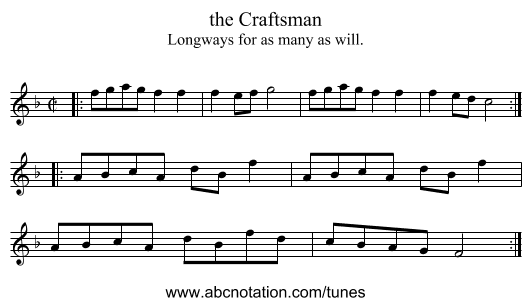 the Craftsman - staff notation