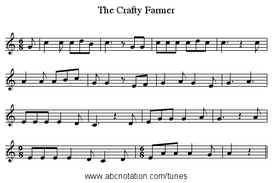 The Crafty Farmer - staff notation