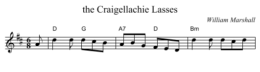 the Craigellachie Lasses - staff notation