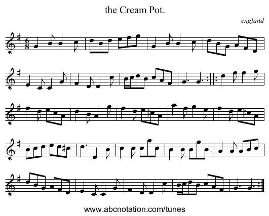 the Cream Pot. - staff notation