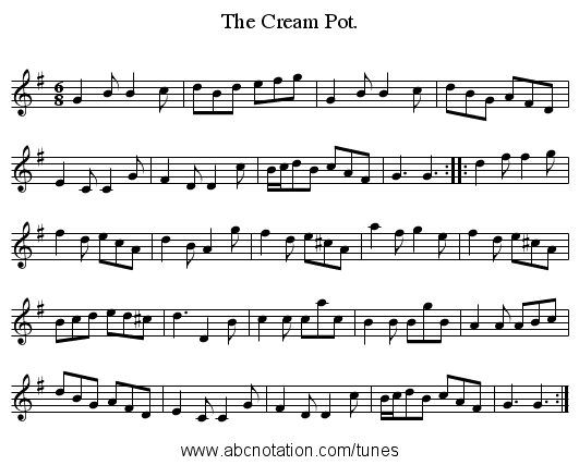 The Cream Pot. - staff notation