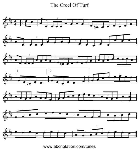 The Creel Of Turf - staff notation