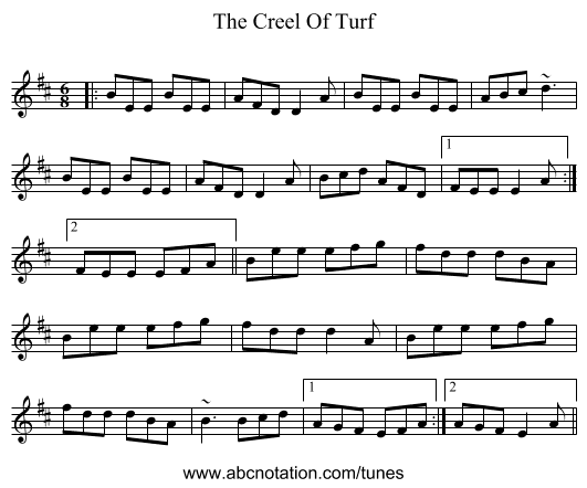 The Creel Of Turf - staff notation
