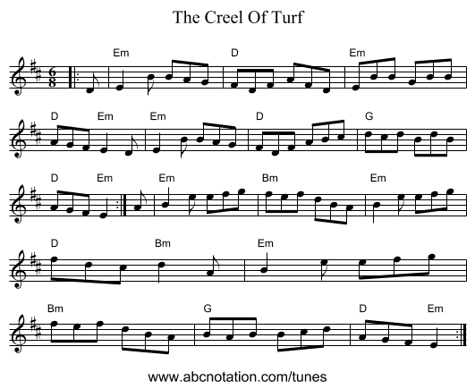 The Creel Of Turf - staff notation