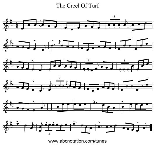 The Creel Of Turf - staff notation
