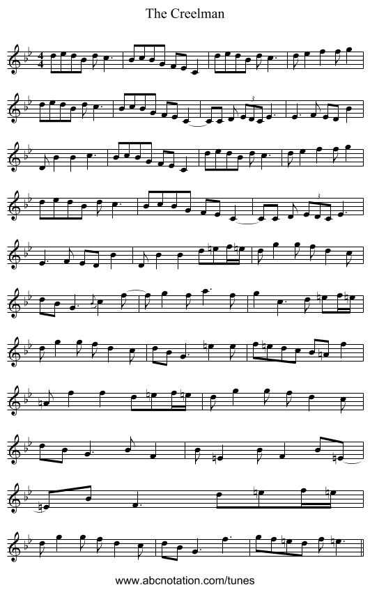 The Creelman - staff notation