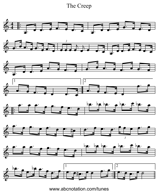 The Creep - staff notation