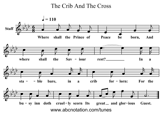 The Crib And The Cross - staff notation