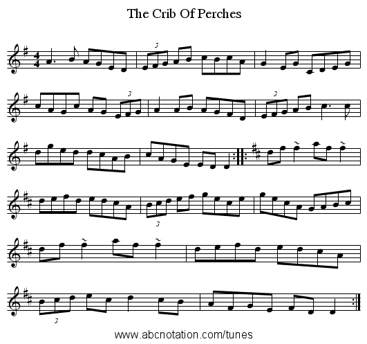 The Crib Of Perches - staff notation
