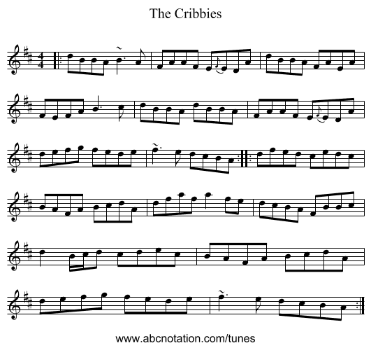 The Cribbies - staff notation