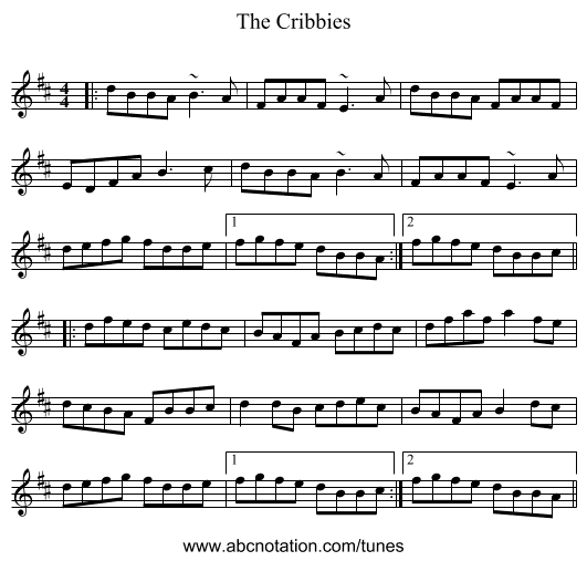 The Cribbies - staff notation