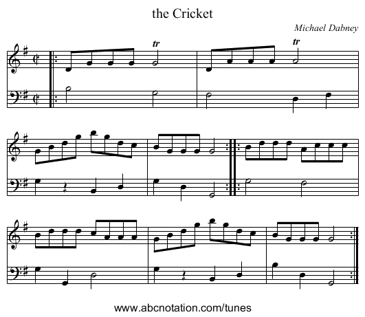 the Cricket - staff notation