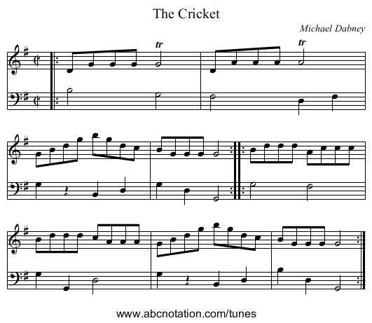 The Cricket - staff notation