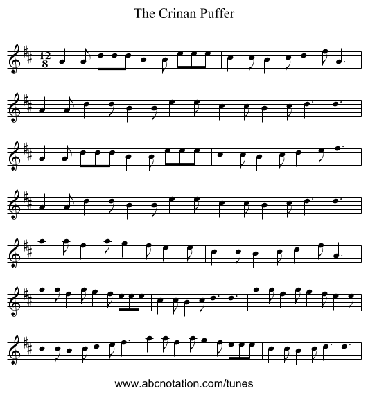 The Crinan Puffer - staff notation