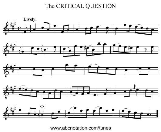 The CRITICAL QUESTION - staff notation