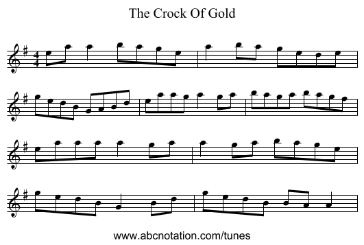 The Crock Of Gold - staff notation