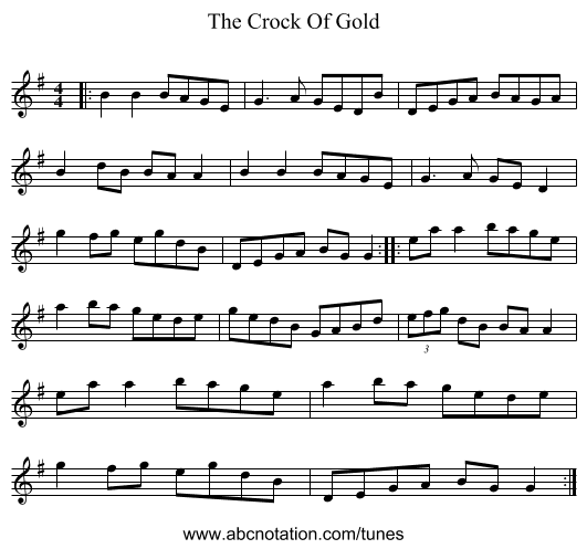 The Crock Of Gold - staff notation
