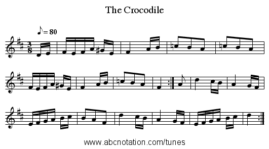 The Crocodile - staff notation