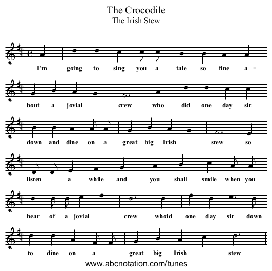 The Crocodile - staff notation