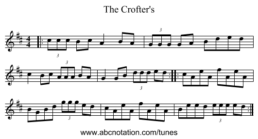 The Crofter's - staff notation