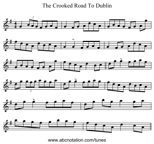 The Crooked Road To Dublin - staff notation