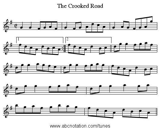 The Crooked Road - staff notation