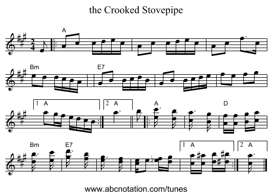 the Crooked Stovepipe - staff notation