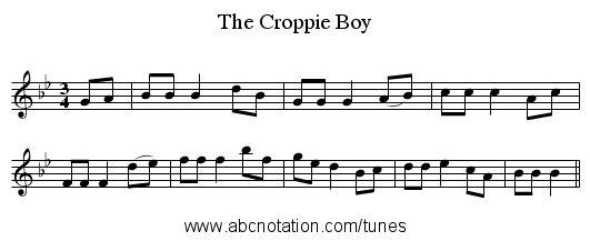 The Croppie Boy - staff notation