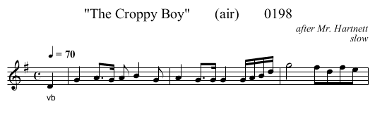 The Croppy Boy       (air)       0198 - staff notation