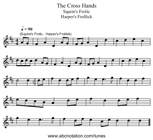 The Cross Hands - staff notation
