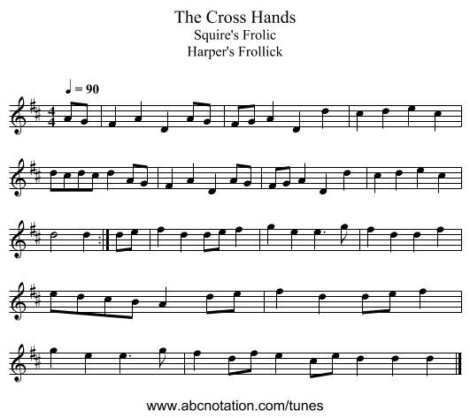 The Cross Hands - staff notation