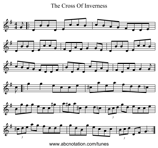 The Cross Of Inverness - staff notation