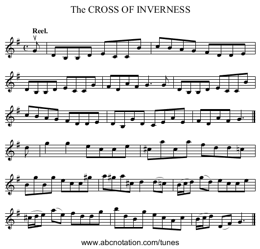 The CROSS OF INVERNESS - staff notation