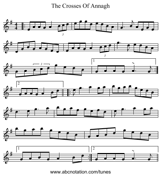 The Crosses Of Annagh - staff notation