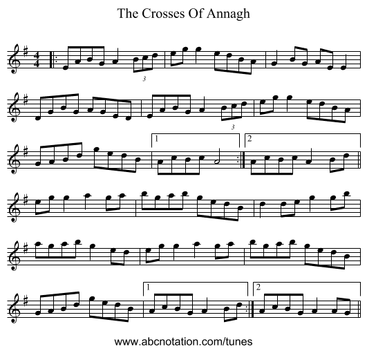 The Crosses Of Annagh - staff notation