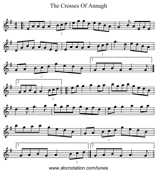The Crosses Of Annagh - staff notation